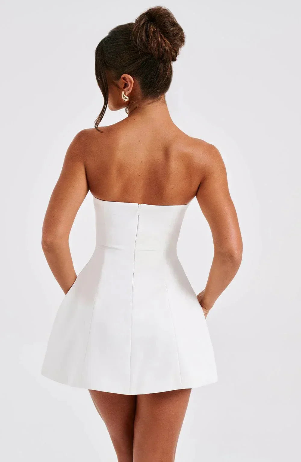 ASHIA STRAPLESS MINI DRESS - WHITE