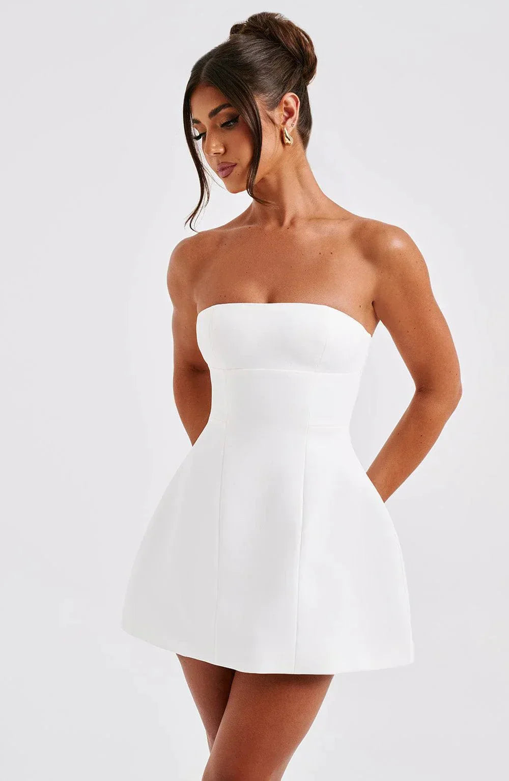 ASHIA STRAPLESS MINI DRESS - WHITE