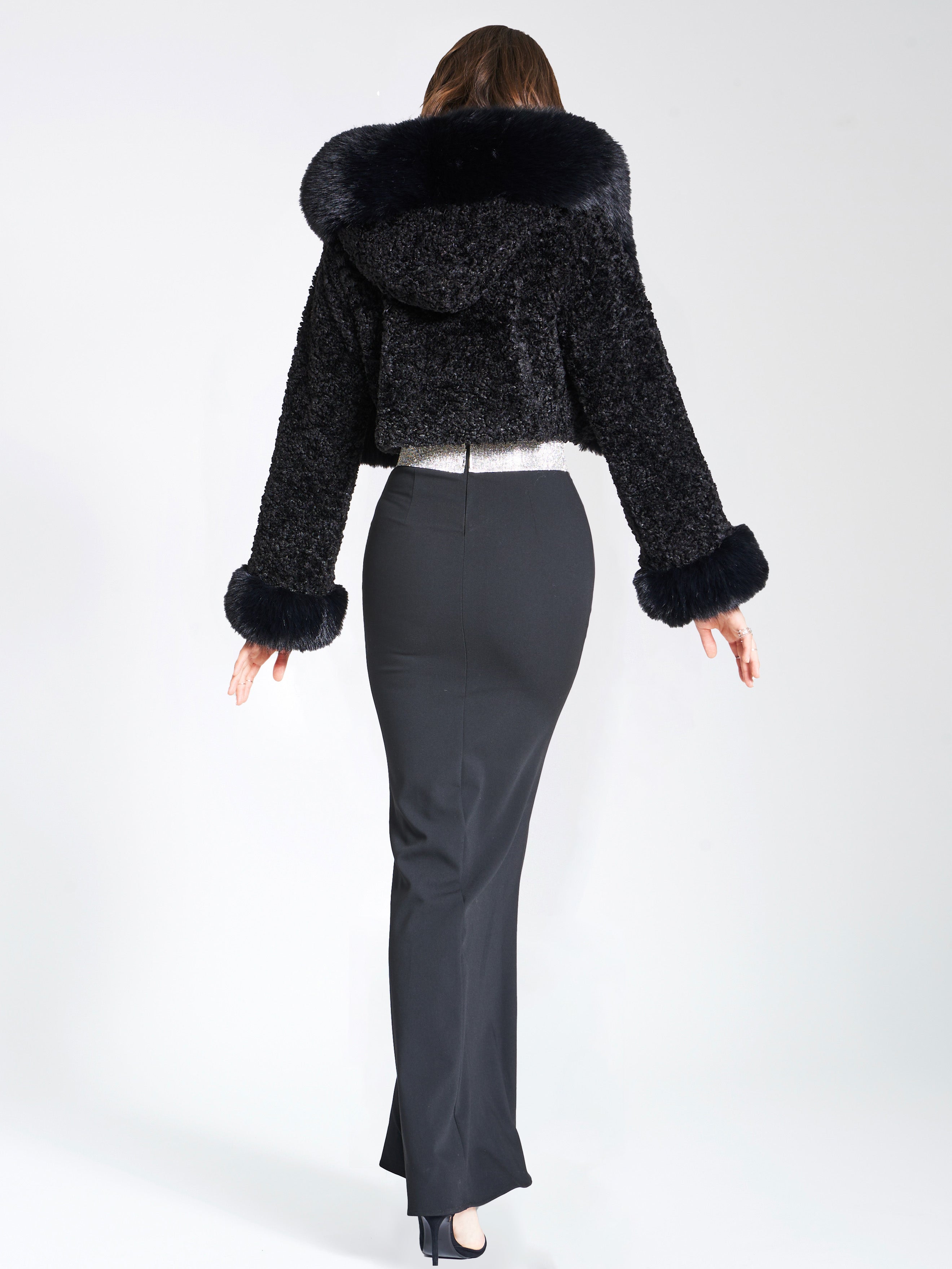 NINA FAUX FUR COAT - BLACK