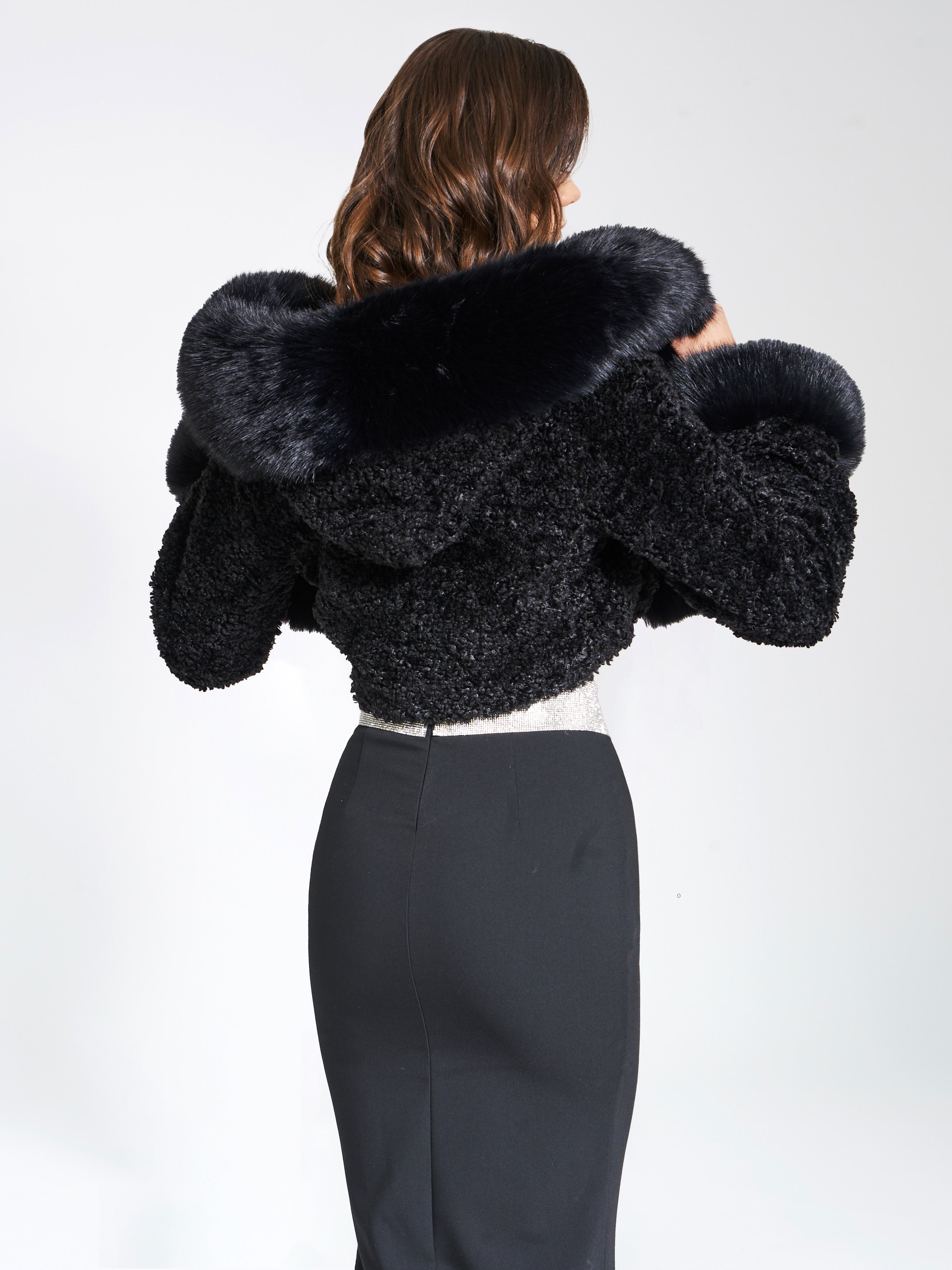 NINA FAUX FUR COAT - BLACK