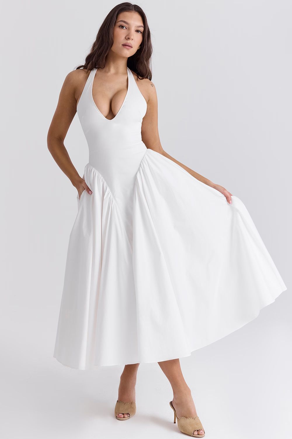 MIRA MIDI DRESS - WHITE