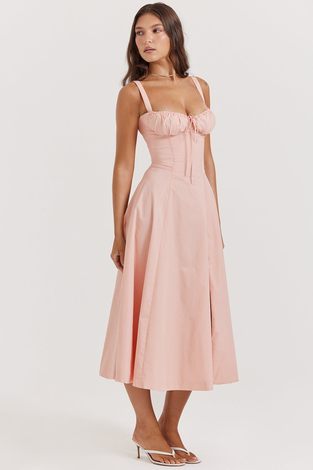 SUNHEART SUNSET LACE UP DRESS - PINK