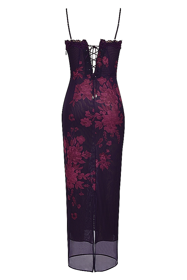 ARIELA MAXI DRESS - GRAPE FLORAL